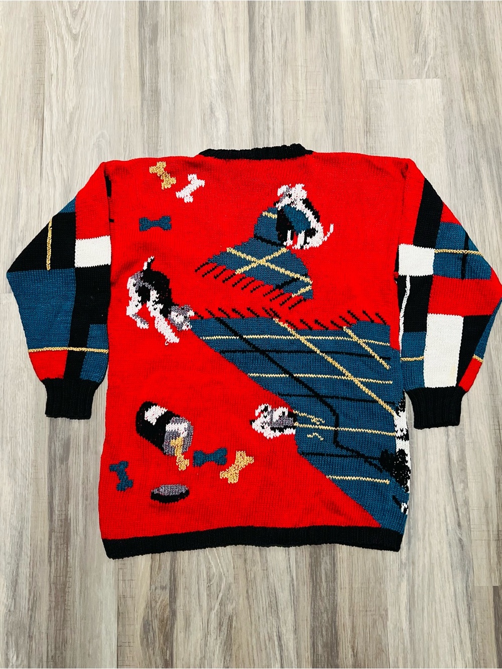 Vintage 1988 Berek Hand Knit Dog Novelty Cardigan Sweater size Large - Picture 5 of 8